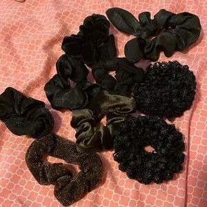9 black scrunchies hair ties!